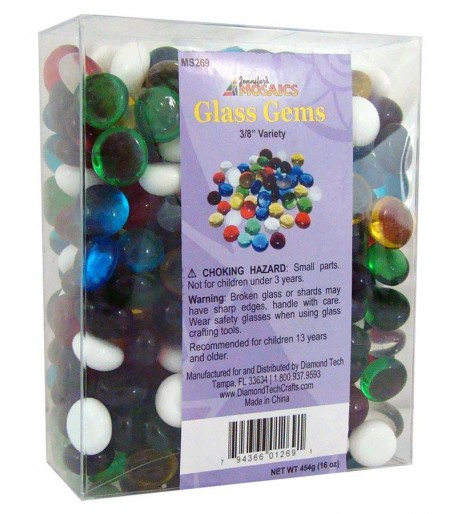 Gemas / Nuggets de Vidrio Chicas de Colores para Vitrales y Vitromosaico - 1lb