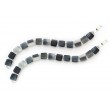 Brazalete en Cuadro Chapado en Plata con Cabujones de Vidrio Fusionado