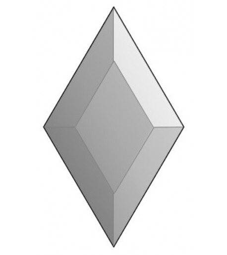 Rombo Biselado de Vidrio Claro de 2" x 4” con Bisel de 1/2" para Vitrales