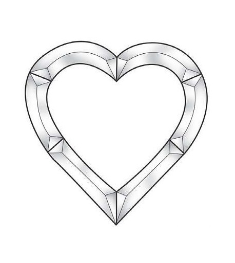 Cluster Biselado de Corazón en Vidrio Claro / Transparente