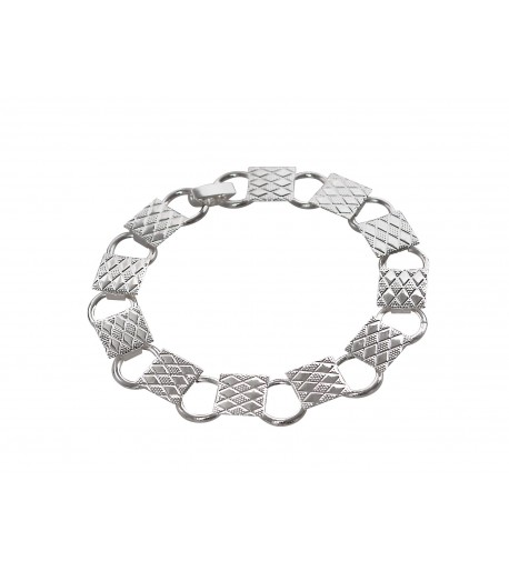 Pulsera Cadena Círculo Platinada en Plata para Joyería