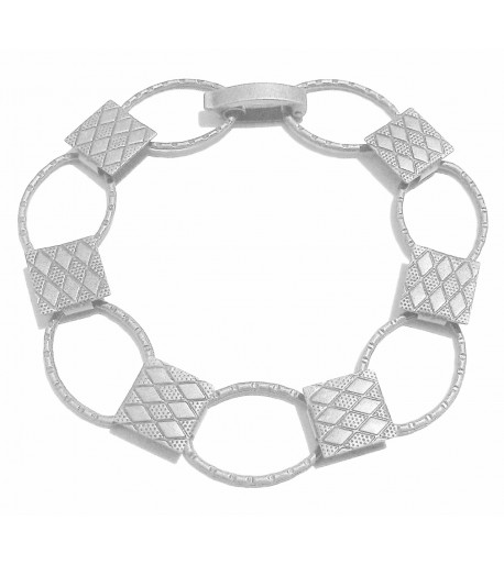 Pulsera Cadena Ovalada Platinada en Plata para Joyería
