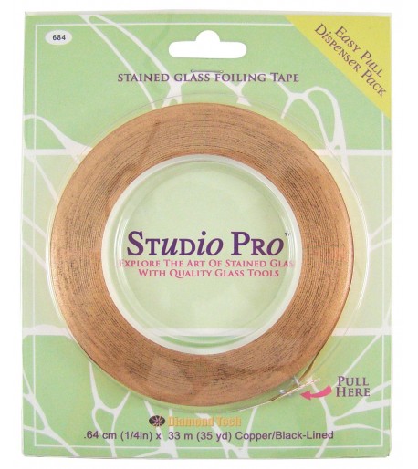 Cinta de Cobre Studio Pro Reverso Negro 1/4" para Vitrales