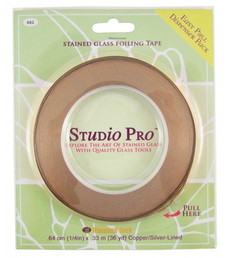 Cinta de Cobre Studio Pro Reverso Plata 1/4" para Vitrales